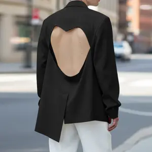 INCERUN Men's Loose-Fit Long-Sleeve Blazer - Classic Formal Wear with Heart Cutout, Backless Design, Tailored Hem, Menswear Fashion Suit Jacket for Party Night Club Use