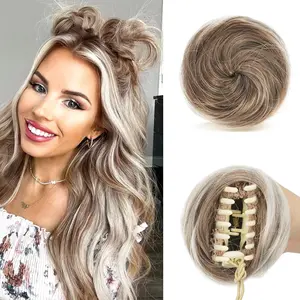 SOFEIYAN 2PCS Mini Claw Clip in Hair Bun Messy Cat Ears Hair Bun Extension Synthetic Donut Wig Accessory Updo Space Bun Hair Pieces for Women Girls