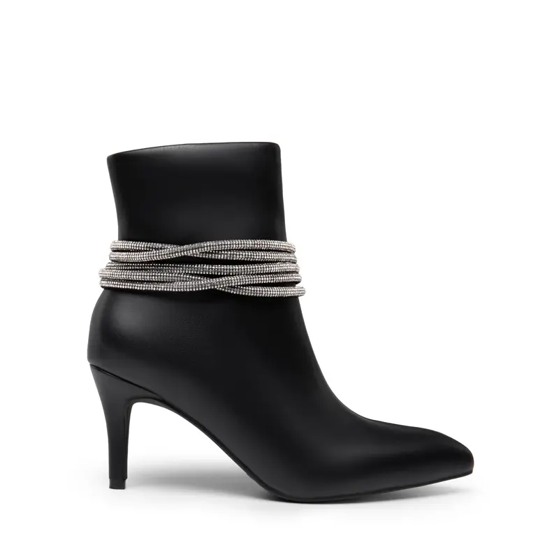 Dream Pairs Women's Metallic Pointed Toe Ankle Boots, Chic Stiletto High Heels with Strappy Detail, Statement Shoes for Formal Events, Footwear, Elegant, Stylish, Premium Brand Quality, Decor, Unique, Ankle Length, Formal Wear, Silver, Comfortable Heels,