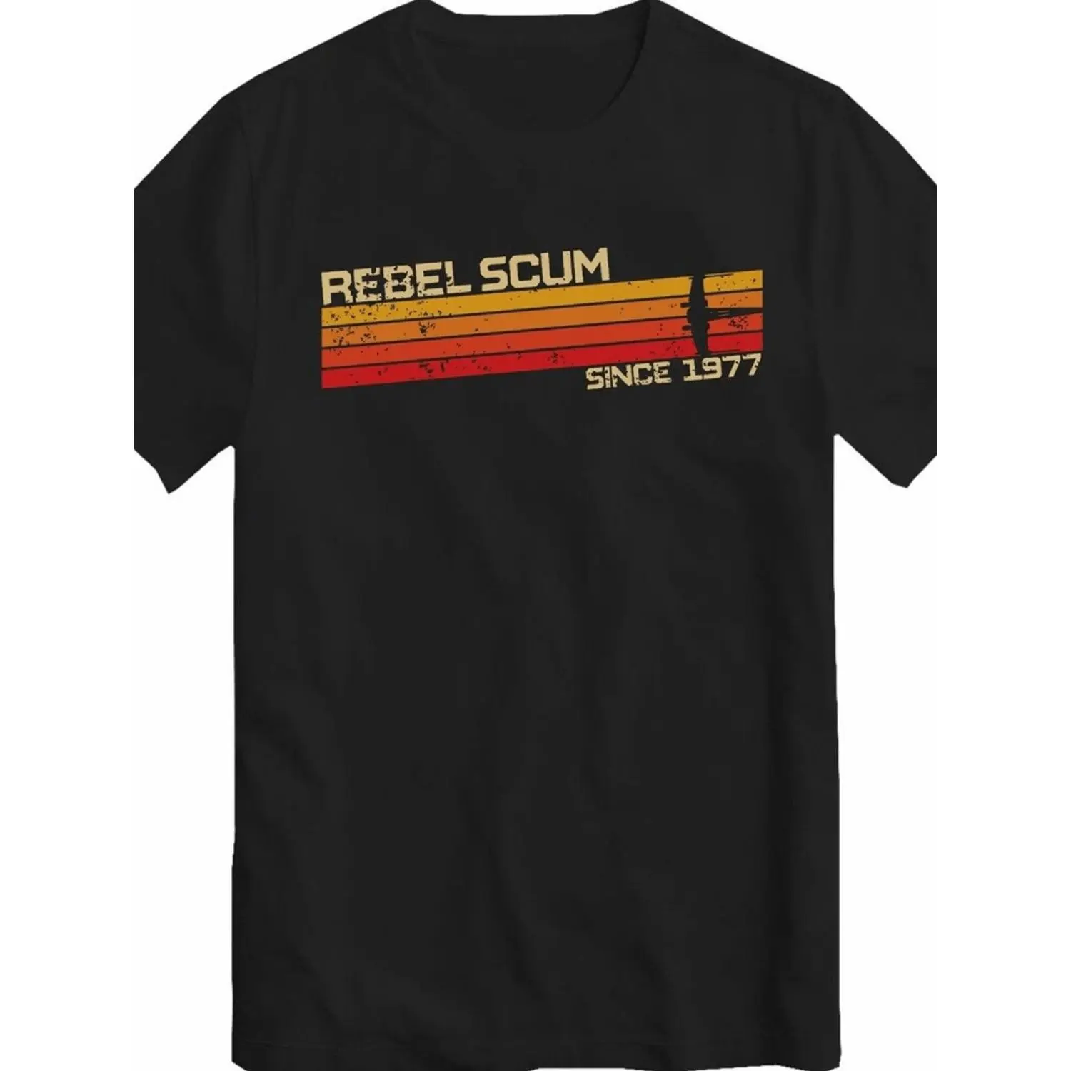 Men's Vintage "REBEL SCUM SINCE 1977" T-Shirt - Retro Sci-Fi Graphic Tee with Bold Rebel Text, Classic Crew Neck Short Sleeve Shirt Suitable for Casual Wear, Statement Wardrobe Piece for, Machine Washable Retro Apparel