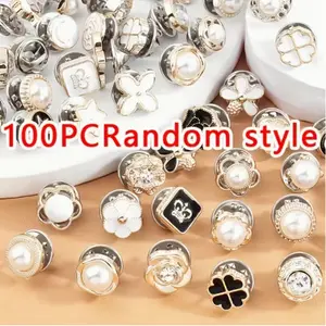 50pcs/100pcs Seamless Sewing Fastener Buttons, Invisible Shirt Pins, Multi-Functional High-End Style, Durable Plastic, Floral Button, for Shirts and Jackets