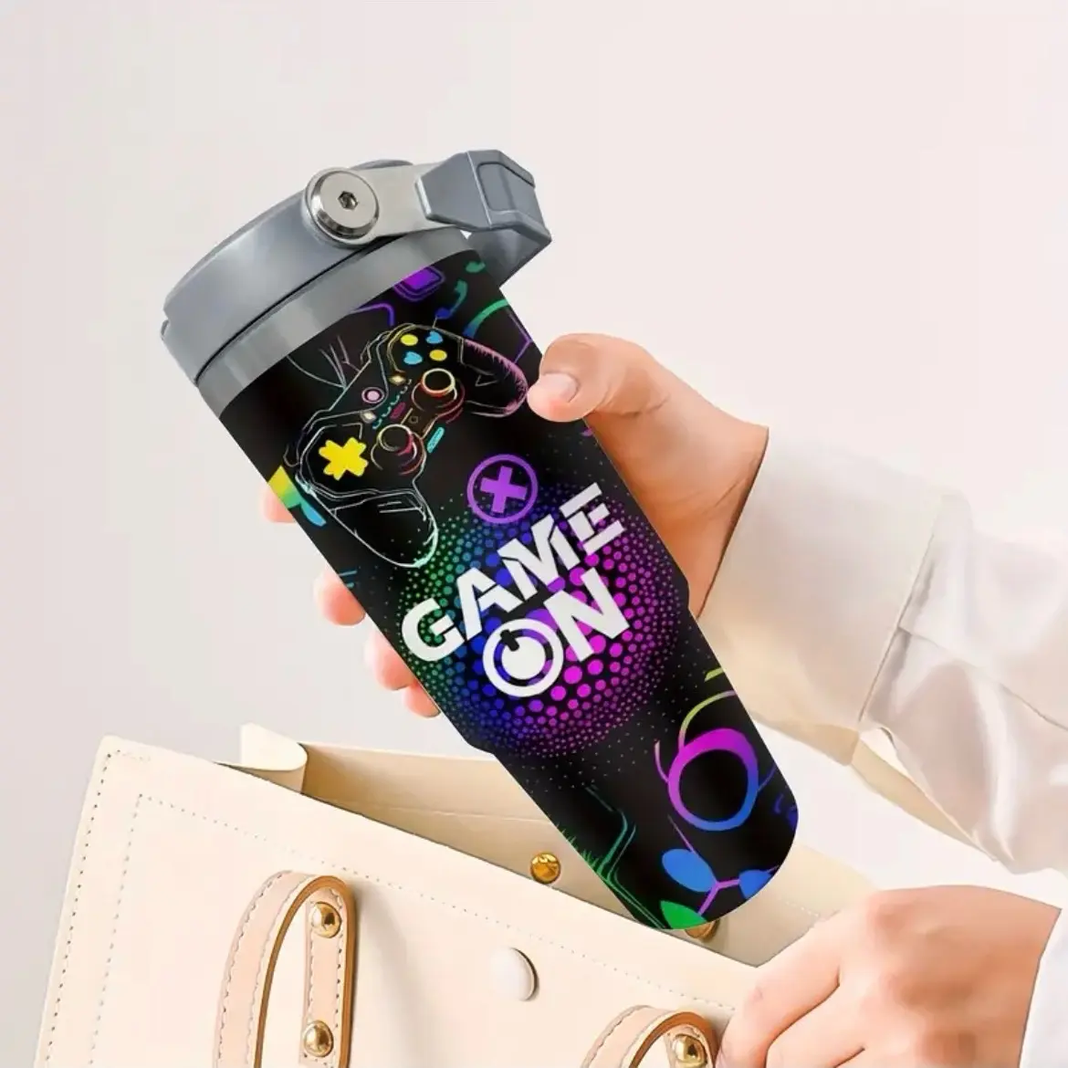 30oz Stainless Steel Gaming Tumbler - Double-Walled Vacuum Insulated with Lid and Straw - Drinkware, Flasks