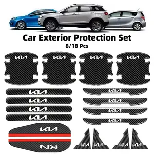 8/18 Pcs Car Door Handle Scratch Guard Stickers, Rearview Mirror Rain Shield, Door Edge Protection, Kia Compatible, Auto Accessories