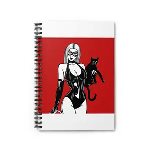 Notebook - Dominatrix with Black Cat Ruled Line Spiral