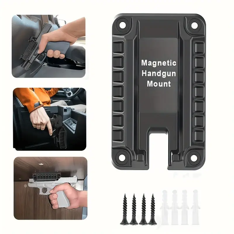 Quick-Release Magnetic Gun Rack, Durable Build, Concealed Installation, Desk Mount, Suitable for Handguns, Rifles, Cars, Trucks, Walls, Desks, Indoor Use, Magnetic Holder, Versatile