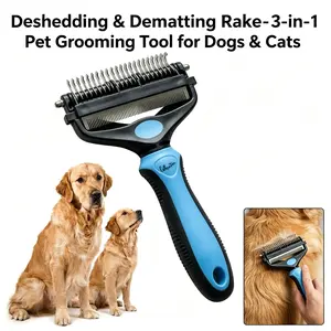 #Summer #PetLovers Pain-Free Dematting Undercoat Rake for Dogs & Cats, Double-Sided Non-Scratch Shedding Tool, Effective Tangles Remover for Reducing Loose Hair & Mats Easily (Metal Fur Comb), Non-Scratch Shedding Tools