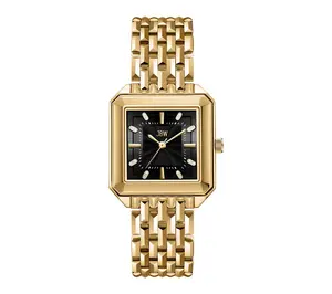 JBW Women's Astra 18K Gold Plated Crystal Black Dial Watch