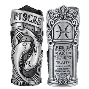 Metal Lighter Case Cover Lighter Pouch Fits Bic Lighter Standard Size J6 Design in Pisces
