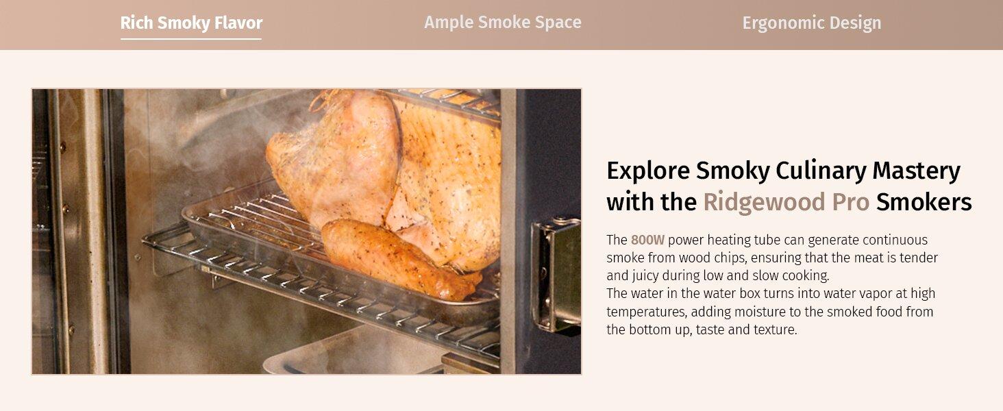 EAST OAK Ridgewood Pro 30" Electric Smoker, Smoker with Leg Kit & Glass Door, Side Wood Chip Loader, 725 Sq Inches of Cooking, Digital Control, Night Blue EAST OAK Ridgewood Pro 30" Electric Smoker, Smoker with Leg Kit & Glass Door, Side Wood Chip Loader, 725 Sq Inches of Cooking, Digital Control, Night Blue