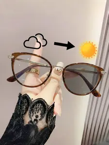 Fashion Cat Eye Glasses with Color Changing Lenses, Elegant Transparent Frames, Ideal for Daily Wear, Back-To-School, Gifts, Beach Trips, Photochromic Sunglasses