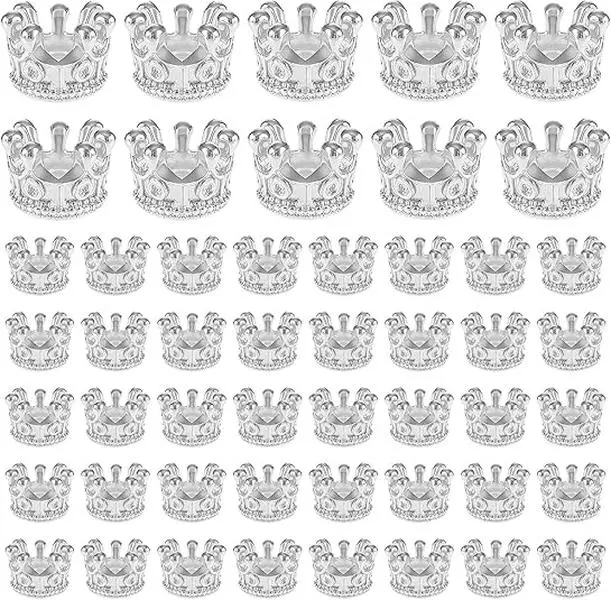 Halloween Fall Gift 50 Pcs Mini Crown Charms for Jewelry Making – 3D Alloy King Crown Large Hole Spacer Beads for DIY Bracelets, Necklaces, Earrings & Craft Supplies