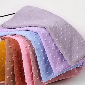 Latest Luxury Long Shawl Wrap Muslim Headband Maxi Pom Pom Bubble Chiffon Hijab Scarf Women/Solid Color Pom Pom Bubble Chiffon Hijab Scarf