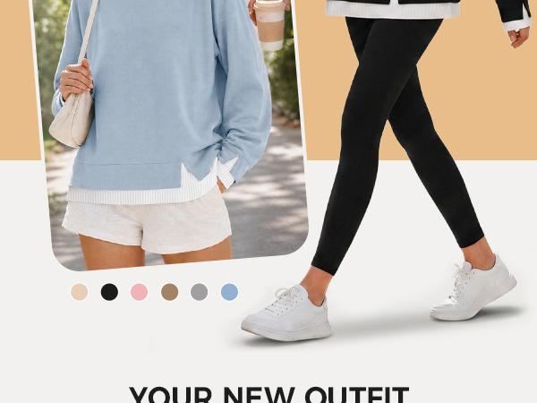 Fisoew Women's Fake Two Piece Layered Sweatshirt, Crew Neck White Ribbed Cuff & Hem Patchwork Drop Shoulder Oversized Long Sleeve Pullover Top Hoodie Hoodie Fit Casual Fisoew Women's Fake Two Piece Layered Sweatshirt, Crew Neck White Ribbed Cuff & Hem Patchwork Drop Shoulder Oversized Long Sleeve Pullover Top Hoodie Hoodie Fit Casual