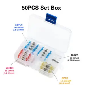 50 PCS Solder Seal Wire Connectors - Heat Shrink Solder Butt Connectors - Solder Connector Kit - Automotive Insulated Waterproof