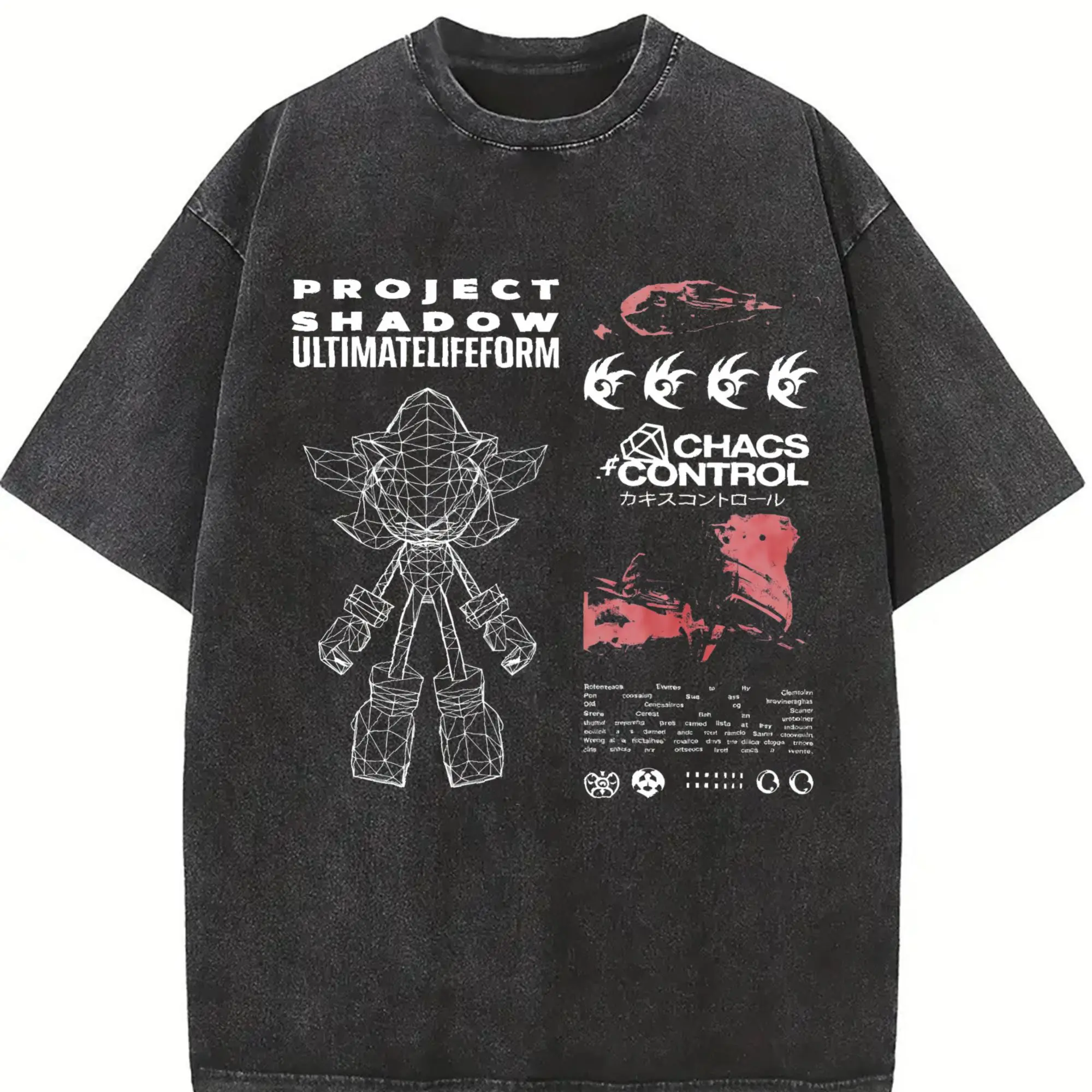 Project Shadow T-Shirt, Shadow the Hedgehog Shirt, Unisex Vintage Graphic Tees Gothic Grunge Y2k Emo Scene Amity Affliction Style Clothes Men Women Streetwear