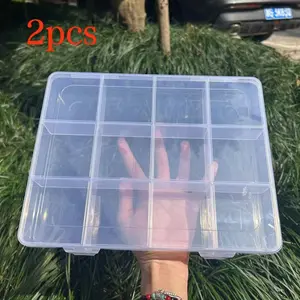 2-Pack Large Storage Boxes, Transparent Design, 24 Compartments, High-Capacity Jewelry Organizer, DIY Craft Supplies Box, Ideal Home Storage