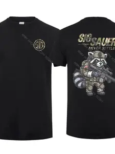 Sig Sauer Bear Camo Double-Sided T-Shirt, Unisex Short Sleeve Casual Wear, 100% Cotton, Sig Sauer Fan Gift, Gun Enthusiasts, Tactical Gear