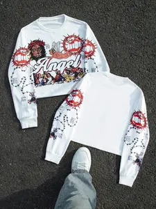 Men's Cartoon & Letter Print Round Neck Sweatshirt, Regular Fit Casual Fashion Long Sleeve Pullover for Fall & Winter, Men's Clothes for Daily Wear