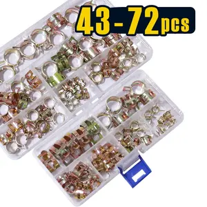 20-72 Pcs Fuel Silicone Vacuum Hose Spring Band Type Action Pipe Clamp Low Pressure Air Clip Clamp SIZE: 6mm-17mm