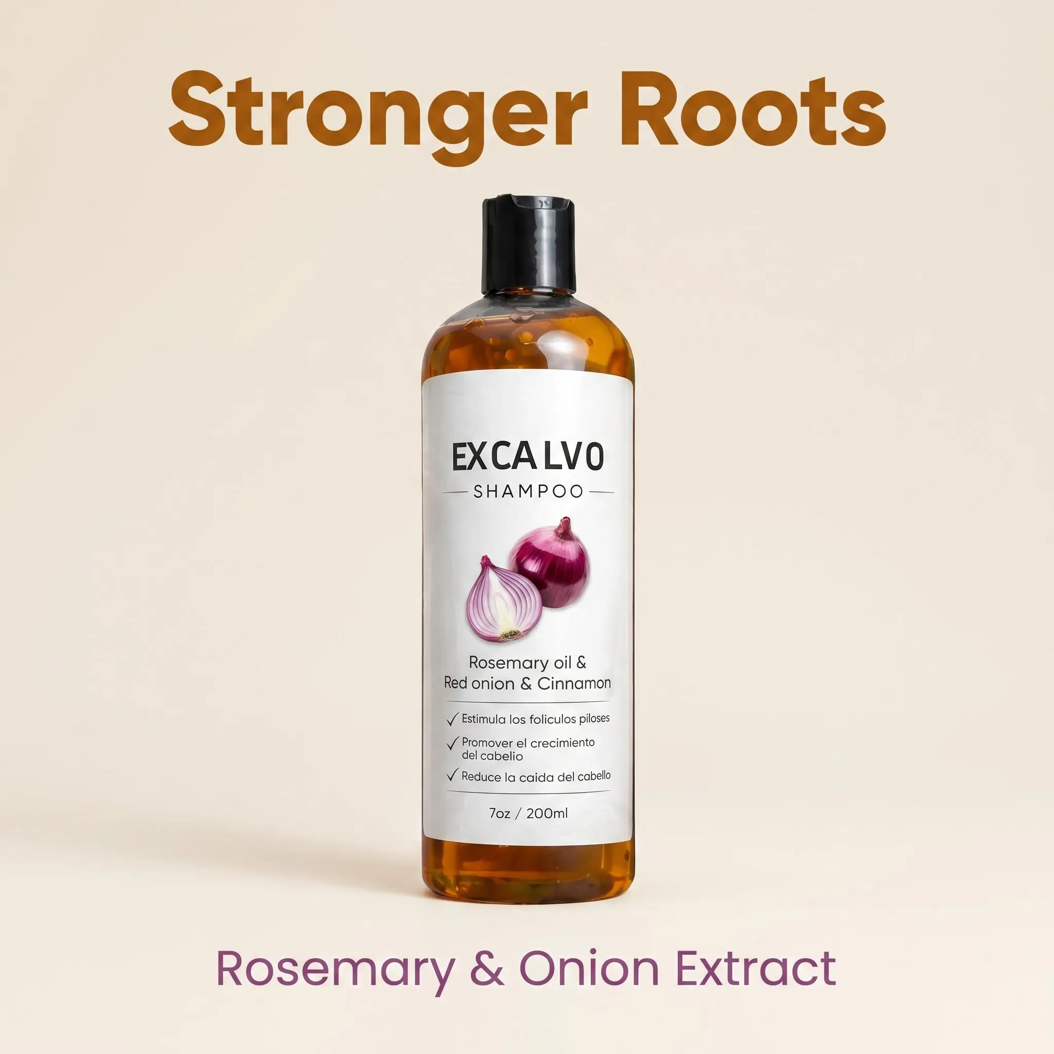 Rosemary Oil Red Onion Cinnamon Shampoo for Hair Growth Excalvo Onion Shampoo Anti Hair Loss Thickening Treatment for Stronger Thicker Longer Hair Men Women 200ml