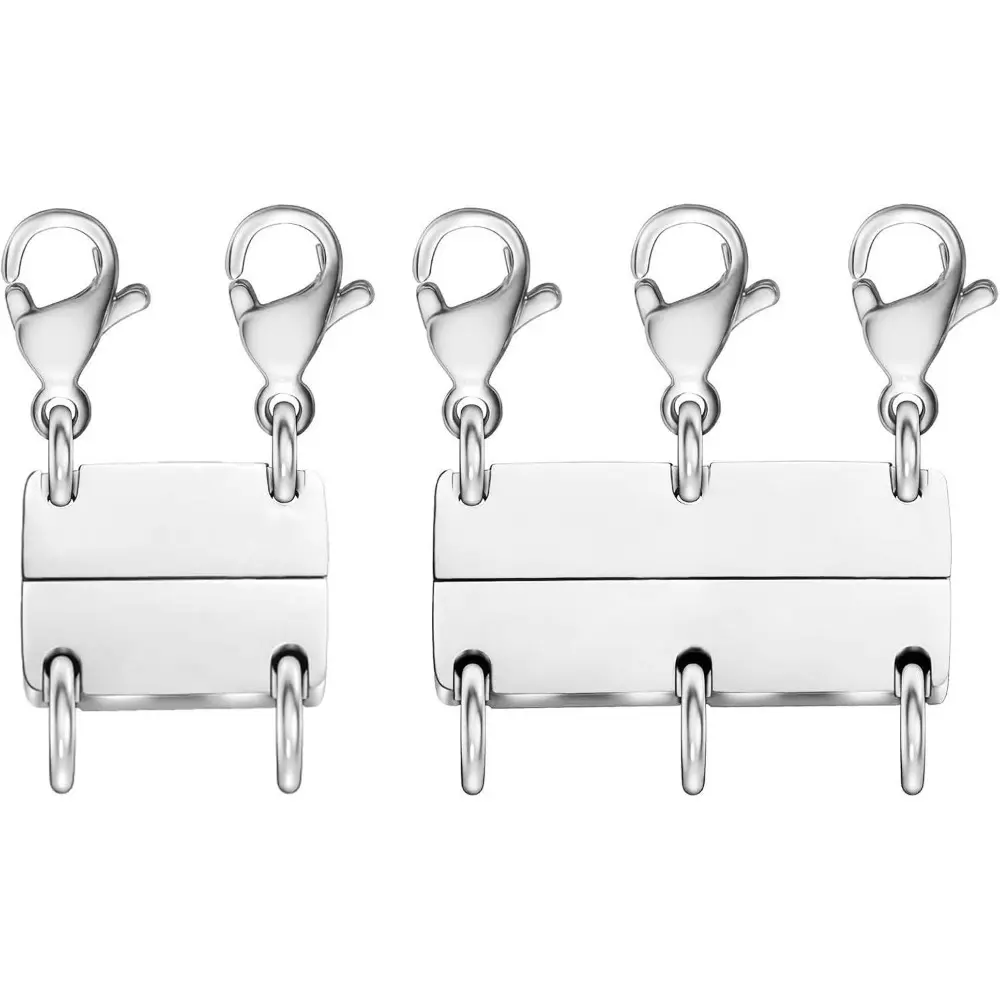 2PCS Necklace Separator for Layering Multi Necklace Layering Clasp Gold and Silver Magnetic Necklace Clasp for Layered Look, Necklace Connectors for Multiple Necklaces, Fashion Accessories Jewelry Durable