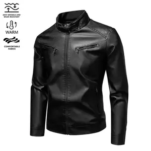 Men's Trendy Versatile Anti-Scratch Durable Shiny Leather Jacket Coat Suitable for Daily Commuting and Outdoor Casual Wear