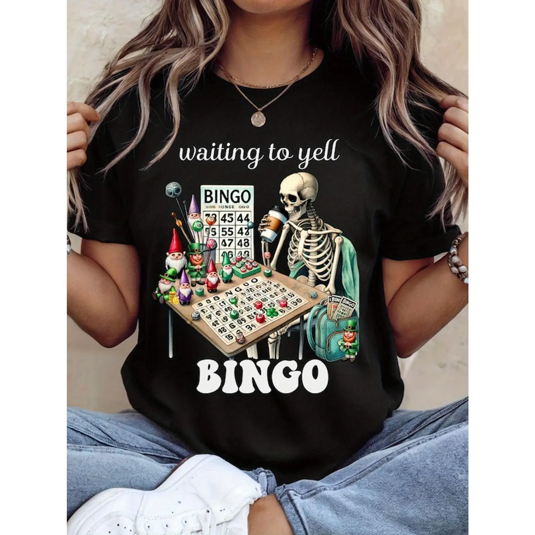 Bingo Game T-Shirt for Adults - Funny Bingo Ball & Number 75 Graphic Tee, Casual Short Sleeve Top for Bingo Night, Birthday Parties & Holiday Gifts for Men Women Grandma Fit Essential