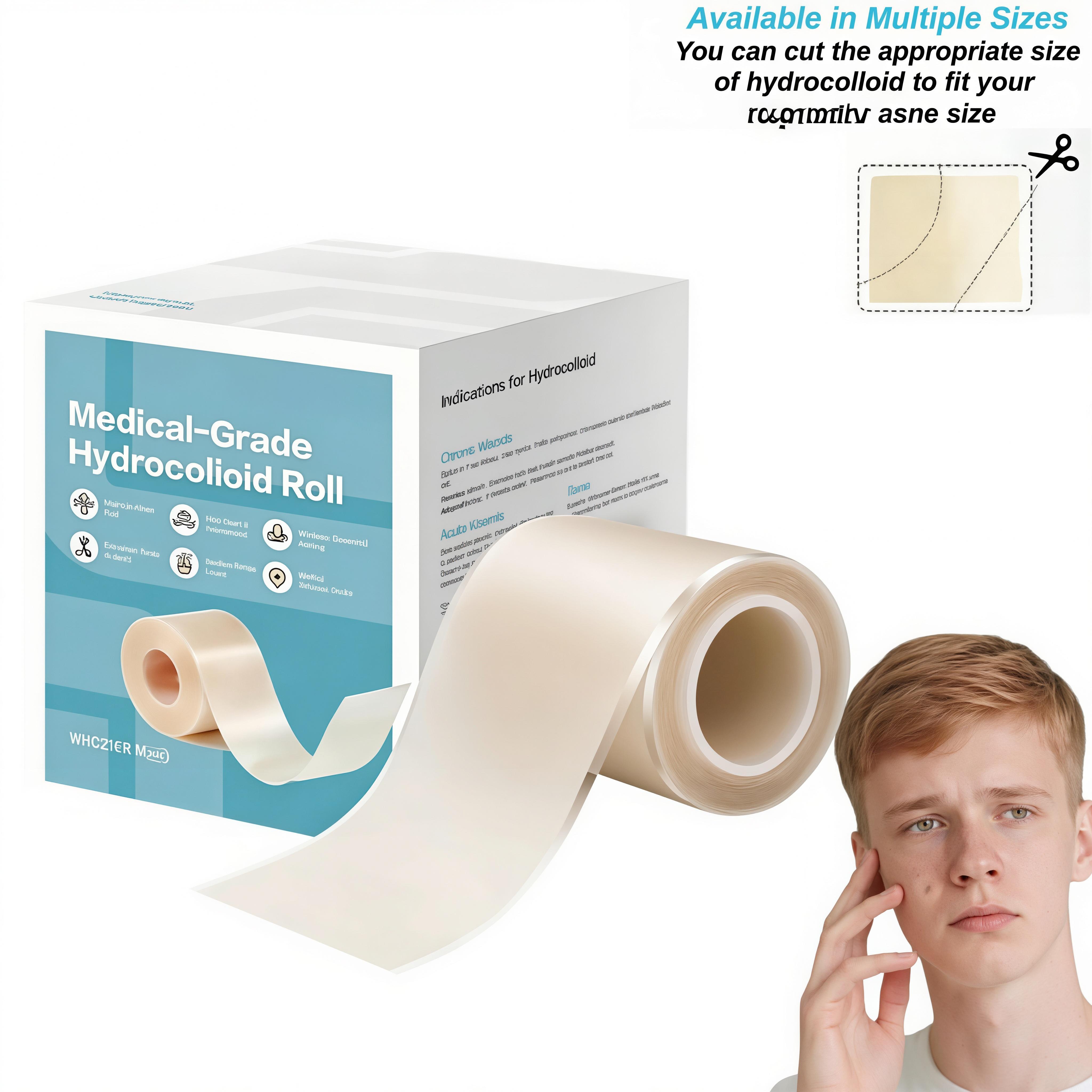Cut-to-Fit Hydrocolloid Pimple Patch Roll - Acne Treatment, Blemish Relief Care, Waterproof Adhesive Bandage for Face & Body, Comfortable and Effective for All Skin Types, Single Item with Storage