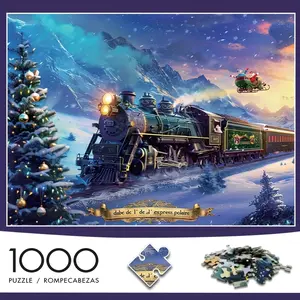 [1000pcs Jigsaw Puzzle] 1000pcs Challenging Jigsaw Puzzle for Adults - Giant Train Scene with Santa & Elves | Durable Thick Paper, DIY Art Decor, Frameless | Ideal for Birthday, Halloween, Thanksgiving Gifts, Puzzle Gift