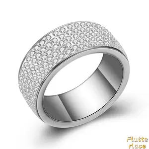 Y2K Inspired Titanium Steel Ring for Women, Trendy Silver Plated Rhinestone Fashion Jewelry, Anti-Allergy Fade Resistant Minimalist Band, Elegant Daily Wear Ring for Engagement, Wedding & Gift summerwins