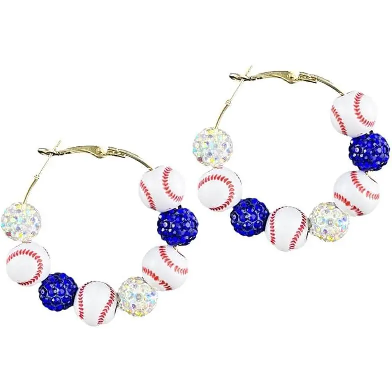 Funny Baseball Hoop Earrings for Women Blingbling  Baseball  Lover Earrings Baseball Mom Earrings  Ball  Run Play Ball Accessories