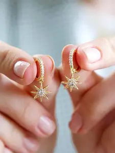 Women's Elegant Rhinestone Decorated Sun Shaped Dangle Earrings, Exquisite Trendy Dangle Earrings, Fashionable Jewelry for Women for Daily & Party Decoration, High Quality Earrings