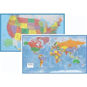 24x36 World and  Classic Premier  Two Wall Map Set (Laminated)