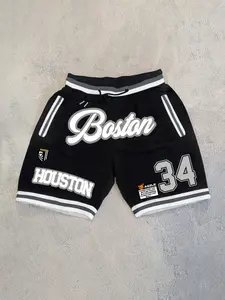 Men's Basketball Shorts, Athletic Shorts, Boston Design with Number 34 Element, Breathable Mesh Fabric, Casual Summer Streetwear for Trendy Dudes