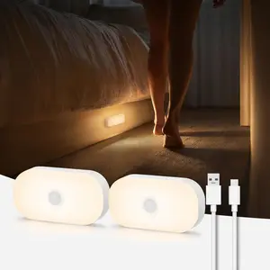 Rechargeable sensor night light, 2/4 packs with magnetic LED lights, 2 color temperatures, wireless design, suitable for wardrobes, , hallways, stairs, bathrooms and other places. bedroom Boho Lamp