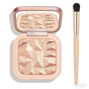 Face Highlighter Palette, High Glossy Face Illuminator Palette, Natural Glow Finish, Pearl Shimmer Smooth Baked Powder, Lasting Sparkling Champagne Highlighter Makeup-SUN GLOW