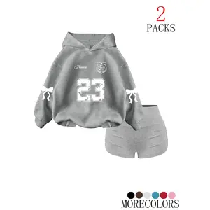 Women's Fall Winter Hooded Sweatshirt Set, Warm Drawstring Fitted Pullover with Pocket Design, Fashionable Casual Wear for Daily Use