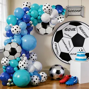116pcs Football Theme Balloon Set, Balloon Garland, 18 Inch Blue Latex Balloons, Perfect for Fan Birthday Parties, Bachelor Parties, Graduation Ceremonies, 2026 Soccer Match Decorations