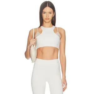 Astoria Layered Sport Crop Top in Chateau Grey & Stone