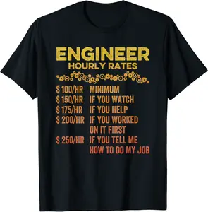 Engineer Hourly Rate Funny Engineering Salary Retro Novelty T-Shirt - Luciaodrioz Shop 30B0C6B4SGPZ