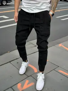 Men's Regular Fit Drawstring Joggers with Pocket Design, Comfortable Casual Wear for Sports and Daily Use, Stylish Bottoms for Active Lifestyle