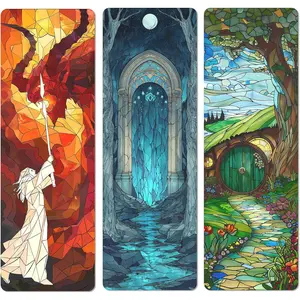 Fantasy Stained Glass Transparent PVC Bookmarks - Magical Merch for Reading Women & Men,  Bookish Gifts for Book Lovers Booktok, Cool Book Accessories (Set of 3, 6'' x 2'')