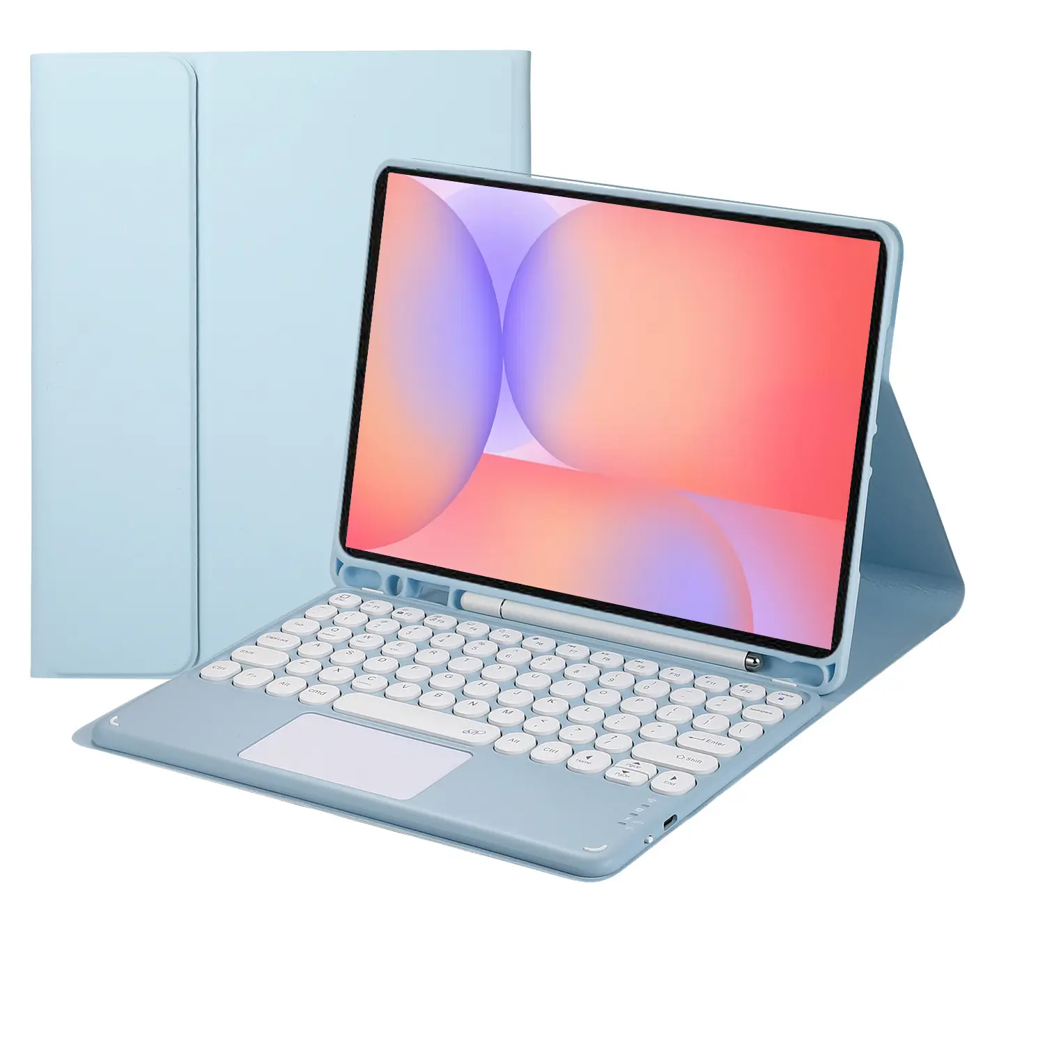 Touch Keyboard Case for Samsung Galaxy Tab S10 Lite/ S10 FE/ S9 FE 10.9 Inch/Tab S9 11 Inch, with Pencil Holder - Magnetically Detachable Touch Bluetooth Keyboard