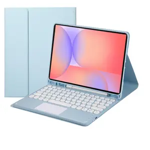 Touch Keyboard Case for Samsung Galaxy Tab S10 Lite/ S10 FE/ S9 FE 10.9 Inch/Tab S9 11 Inch, with Pencil Holder - Magnetically Detachable Touch Bluetooth Keyboard