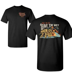 Find 'Em Hot Leave 'Em Wet T-Shirt, Firefighter Graphic Design, 2 Sides, Soft Cotton Blend Shirt, Bold Rescue Tribute for Men & Women