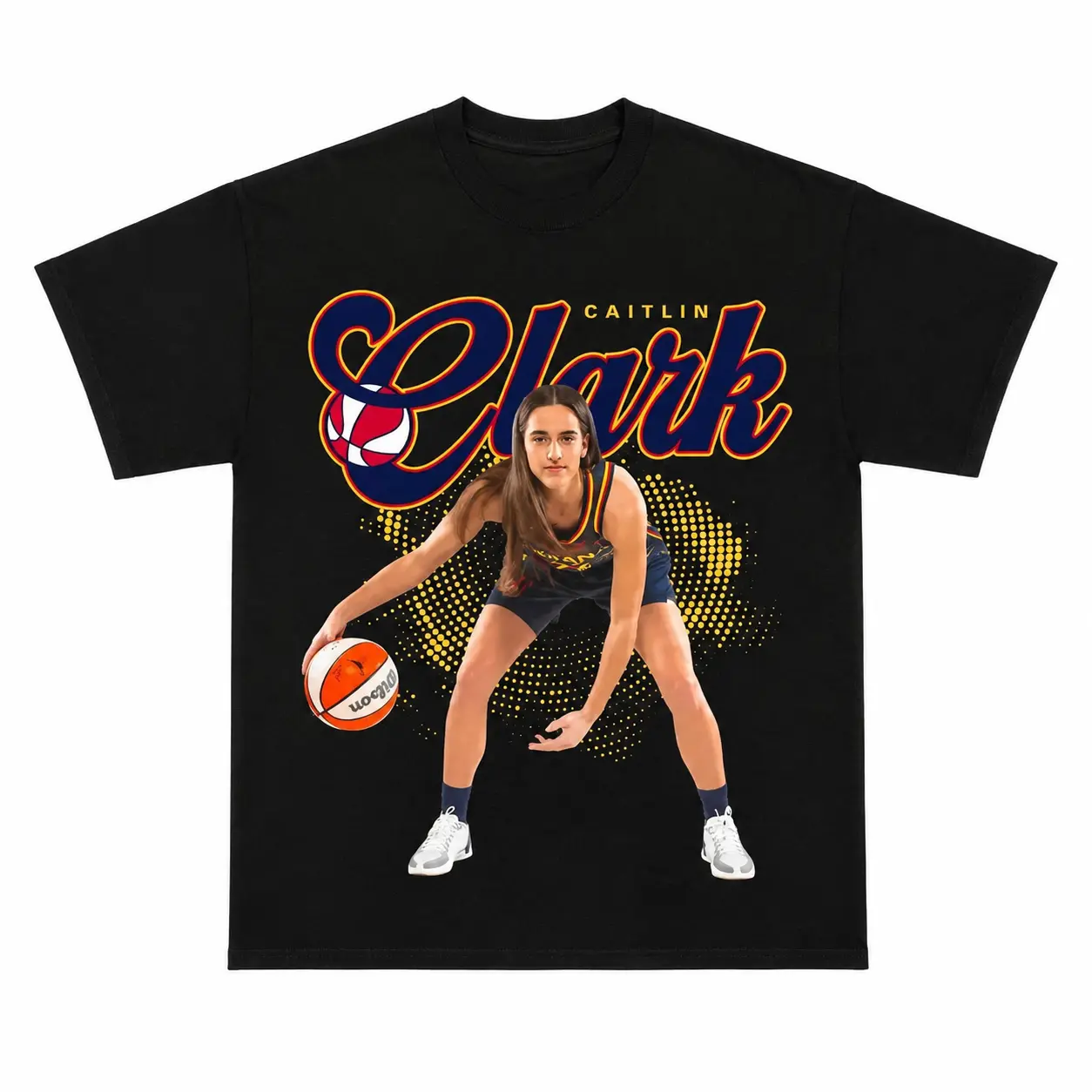Cute Caitlin Clark Graphic T-Shirt, Cotton Basketball Fan Top, Casual Sportswear for Men & Women, Sizes S-5XL, All Seasons, Business, Christmas