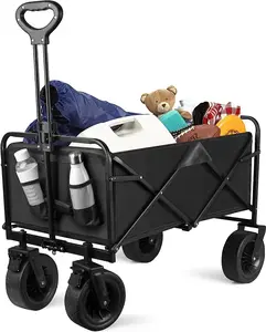 All Terrain Off-Road Wheels Retractable Pole Folding Camper, 330 lbs. weight capacity + 150L extra large capacity, 360° swivel shopping cart, easy to navigate outdoor camping/shopping/camp moving