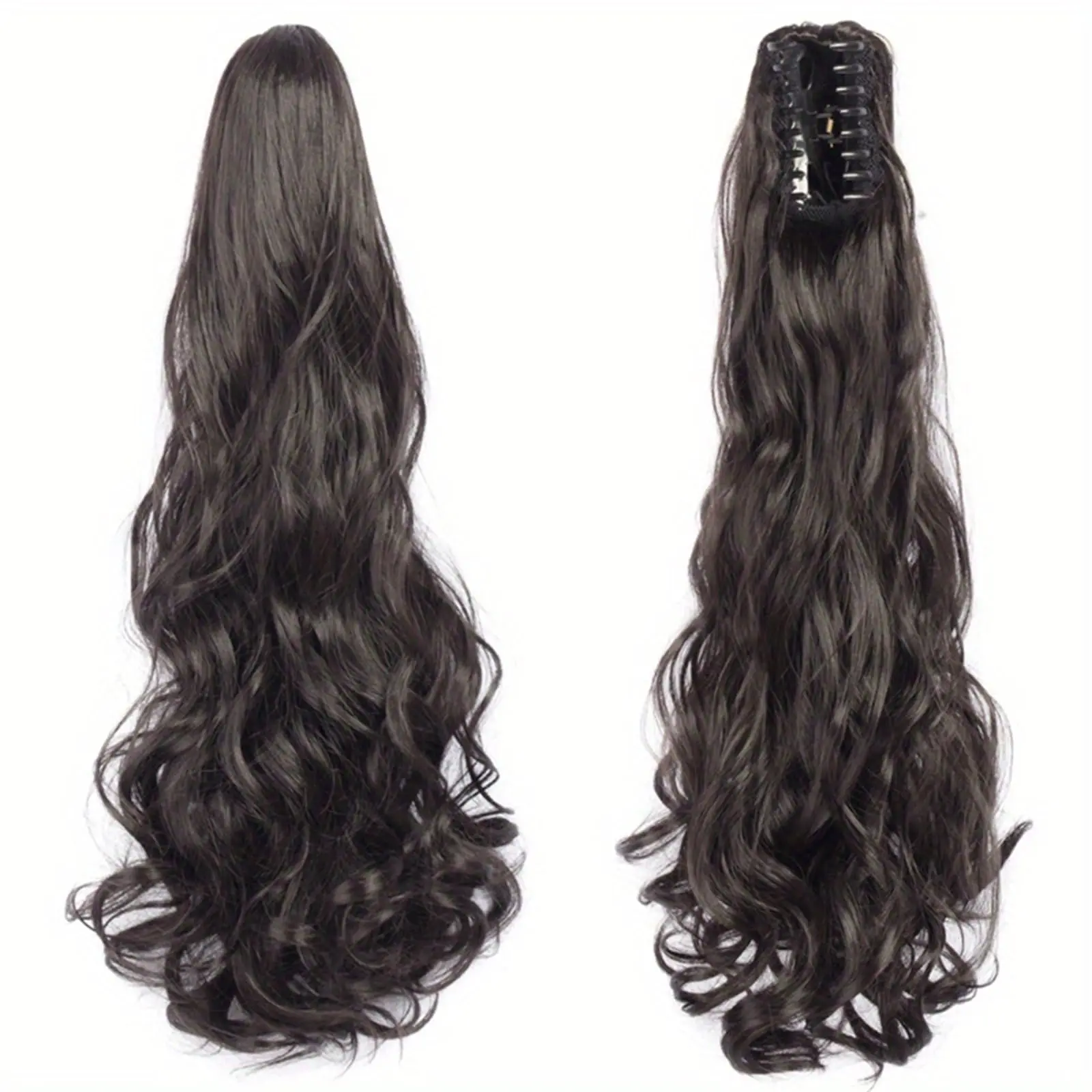 Long Curly Wavy Claw Clip Ponytail Hair Extensions - Synthetic Clip-In Hairpiece for Effortless Style, Perfect for Parties, Daily Wear, Halloween & Christmas