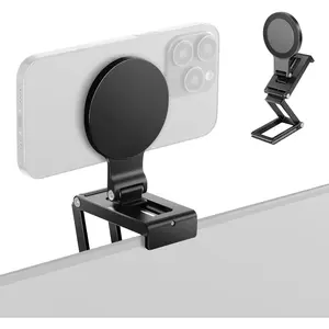 X-CPS09  Continuity Camera Mount for Desktop Monitor, Magnetic Tri Fold Desk Phone Webcam Holder with Arca Type Base, Compatible with MagSafe iPhone iMac Apple TV 4K Desktop Mac Laptop Samsung, SP08