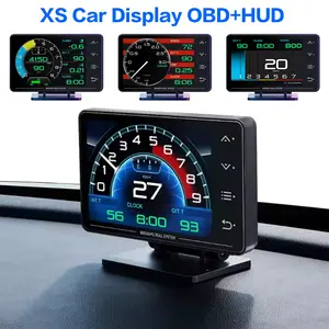 XS LCD Head-Up Display, GPS + Obd2 Scanner Car Diagnostic Tool, Multi-Function Hud Monitor, Angle Gauge, Pulse Meter, Speedometer
